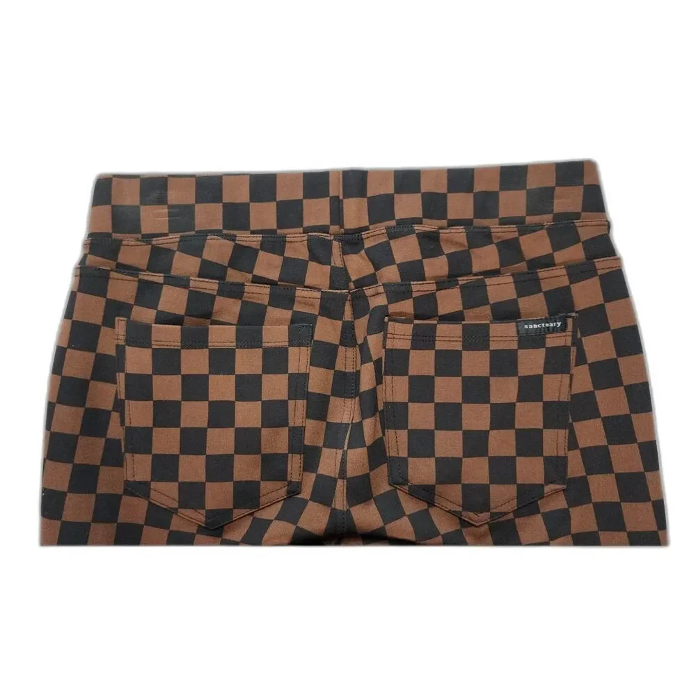 Sanctuary X Anthropologie Brown & Black Checkered Leggings Size S - Picture 3 of 9